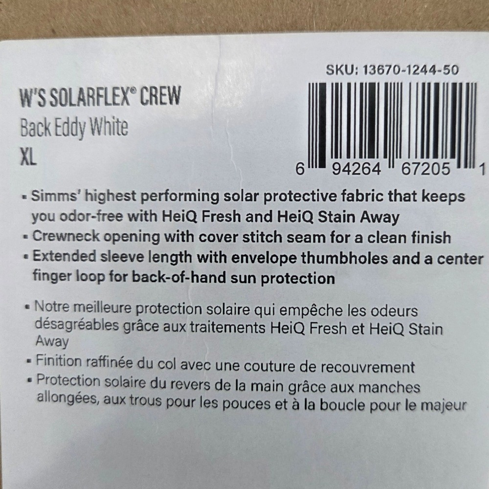 NWT Simms SolarFlex Crew Sun Protection Shirt Thumbholes Fishing Womens XL - Picture 9 of 12